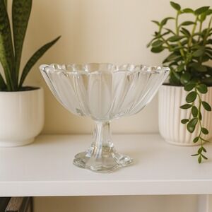 Vintage Mikasa Frosted Satin Crystal Tulip Footed Pedestal Bowl